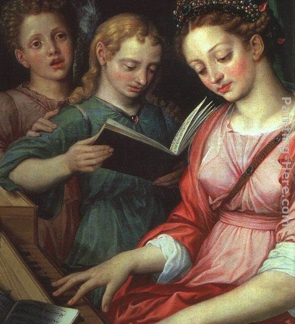 Saint Cecilia painting - Michiel van Coxcie Saint Cecilia art painting